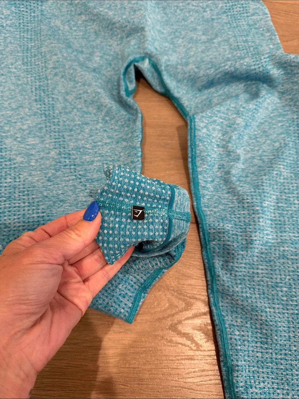 GYMSHARK Blue Marl‎ Vital Seamless Gym Workout Active Yoga Leggings Size XXL